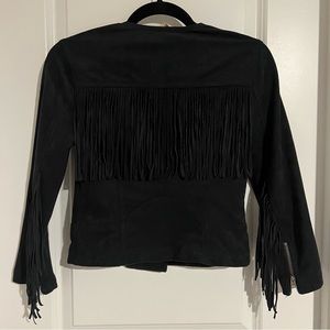 Hollister Black Suede Fringe Moto Jacket XS